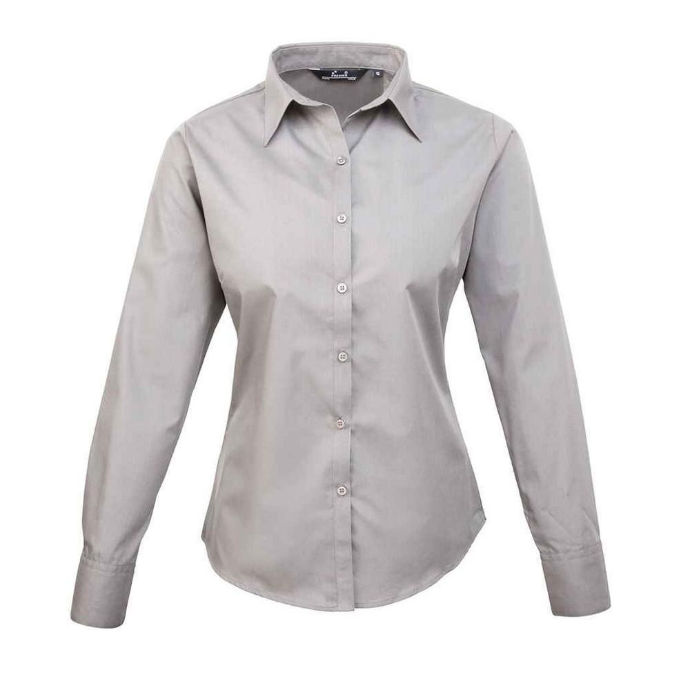 Premier Womens/Ladies Poplin Long-Sleeved Blouse
