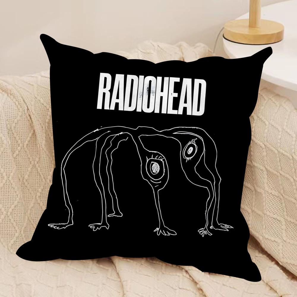 B-British Band Radioheads Cushion Cover Silky Short Plush Invisible Zipper Dustproof Sofa Pillow Case For Home Decor