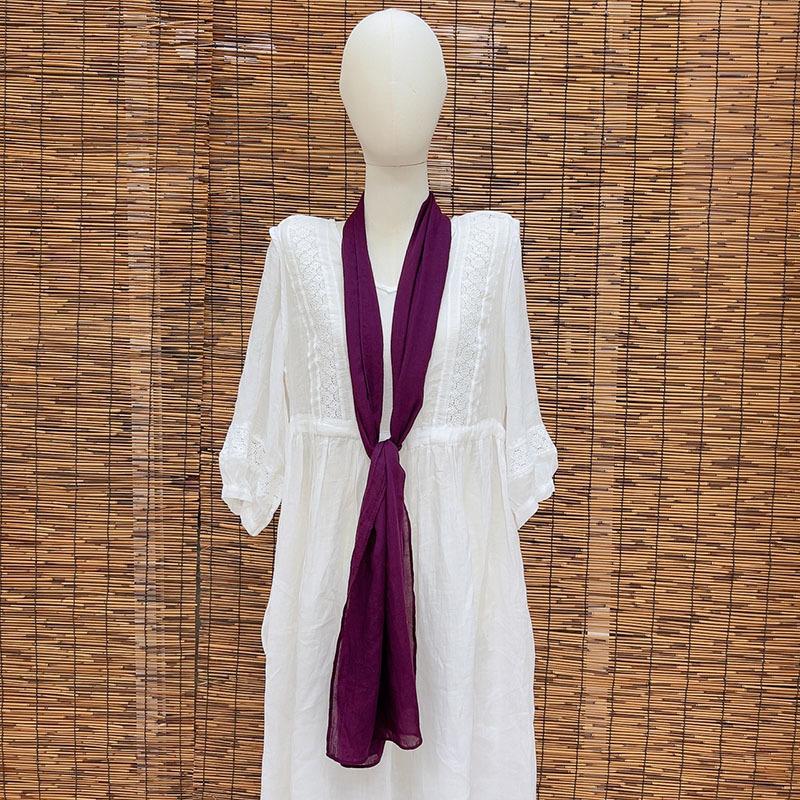 Thin Hollow Solid Color Soft Cotton Scarf Korean Version Thin Narrow Extended Small Silk Scarf Summer Neck Protection