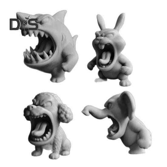 Roaring In Anger Animal Figurine 3D Printed Dog Rabbit Shark Elephant Statue Sculpture Home Office Bookshelf Desktop Decoration Ornament