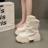 Нові осінні білі черевики Мартін жіночі на невеликій товстій підошві, що збільшують зріст, ретро черевики для штанів, британські короткі черевики