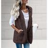 Gilet in Pile Senza Maniche con Cappuccio da Donna Autunno Inverno Monocolore con Tasca Gilet Casual alla Moda