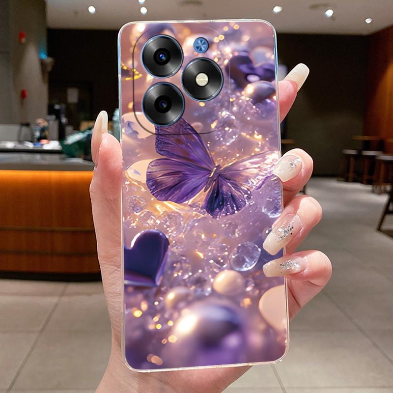 Fashion Flowers For Itel S23+ S23 Plus S681LN ItelS23+ 2023 Transparent Silicone Phone Protective Back Cover Shell Soft TPU Case