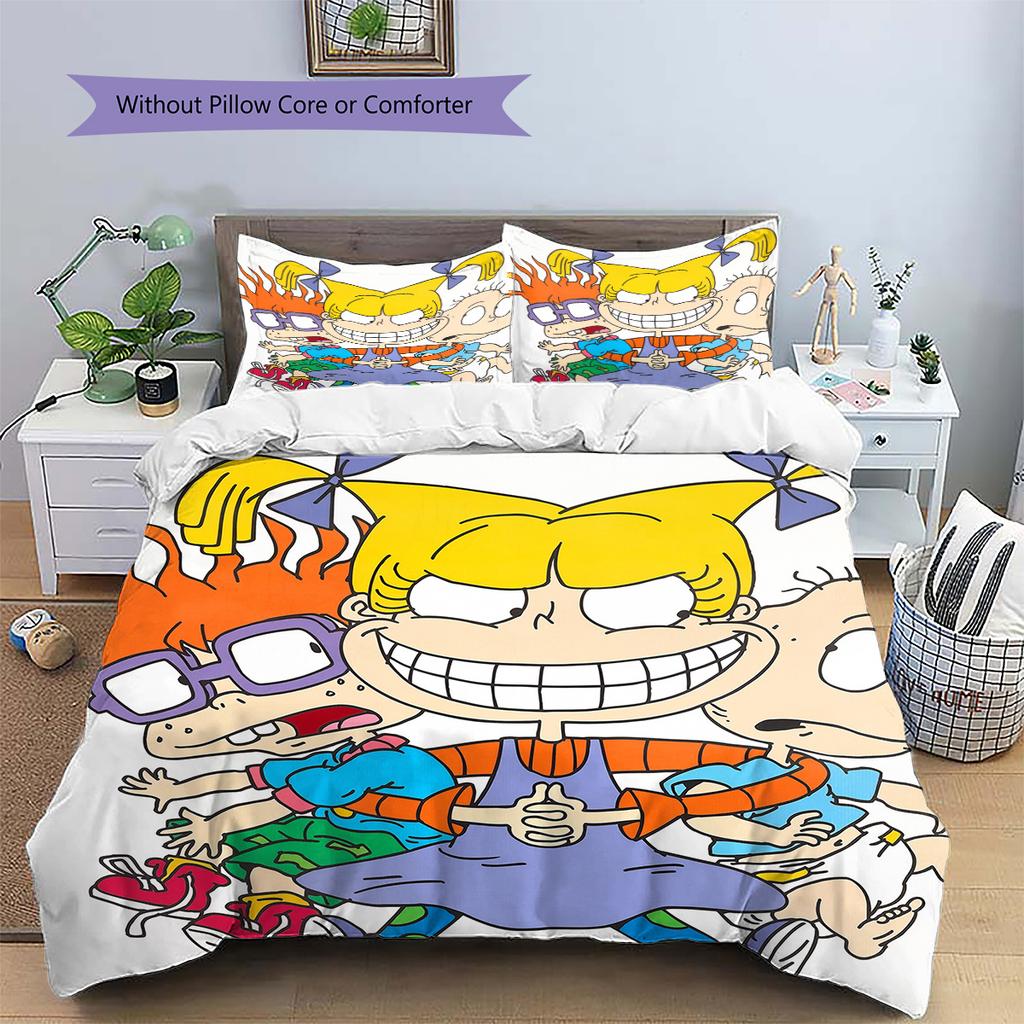 Rugrats  Pattern Bedding Quilt Set  Home Decoration  Gift (1 * Duvet Cover + 2 * Pillowcase  Without Core)