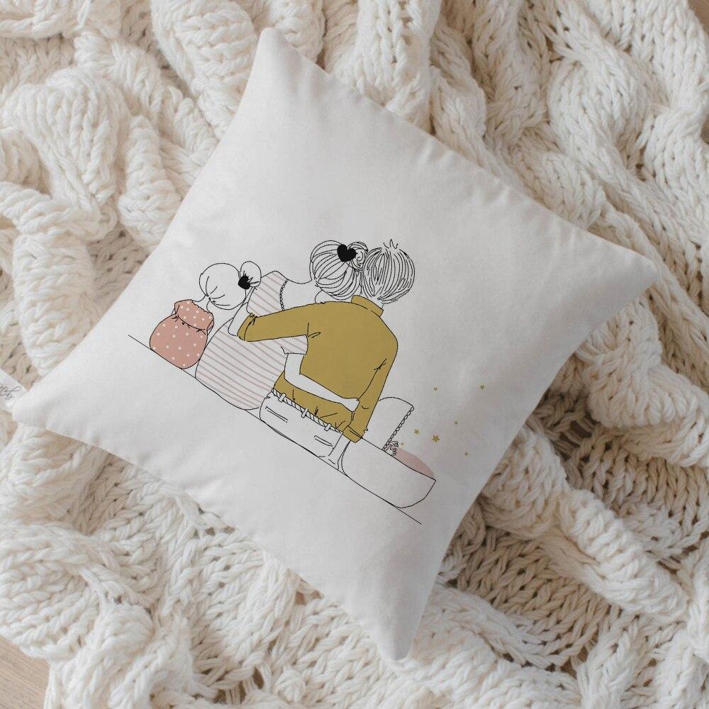 Nordic Style Pink Ballet Girl Cushion Cover Decor Pillow Case Cushion Decorative Home Decor Sofa Bedroom Throw Pillow 45x45cm