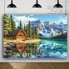 2D Hand Drawn Snow Peak Reflection Lake Backdrop for Landscape Studio & Cottage Wall Shooting