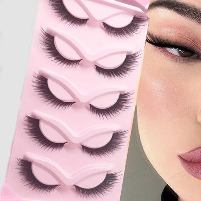 5 Pairs of Sexy and Charming False Eyelashes, Natural Look, CatEye Eyelashes, Angel Eyelashes Extended Strip Eyelashes 3D 16mm