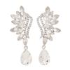Water Crystal Drop Earrings With Flower Design For Elegant Weddings