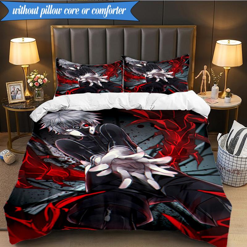 Tokyo anime Artwork 3pcs K-pop music group Bedding set,Ideal for Bedroom, Dormitory,Including Duvet Cover And 2pcs Pillowcases,Fan gifts