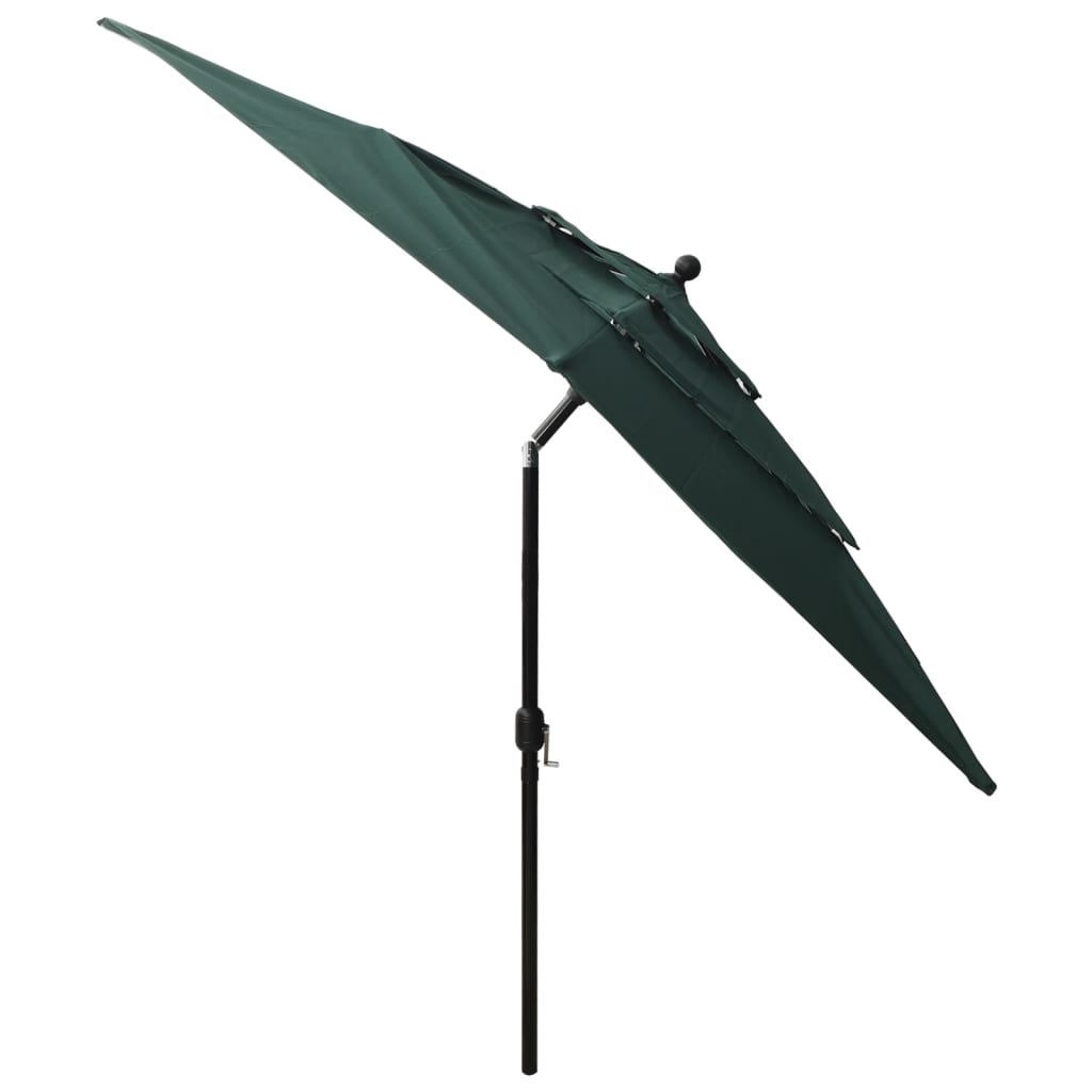 2.5x2.5 m Green Triple Layer Sun Umbrella with Aluminum Pole