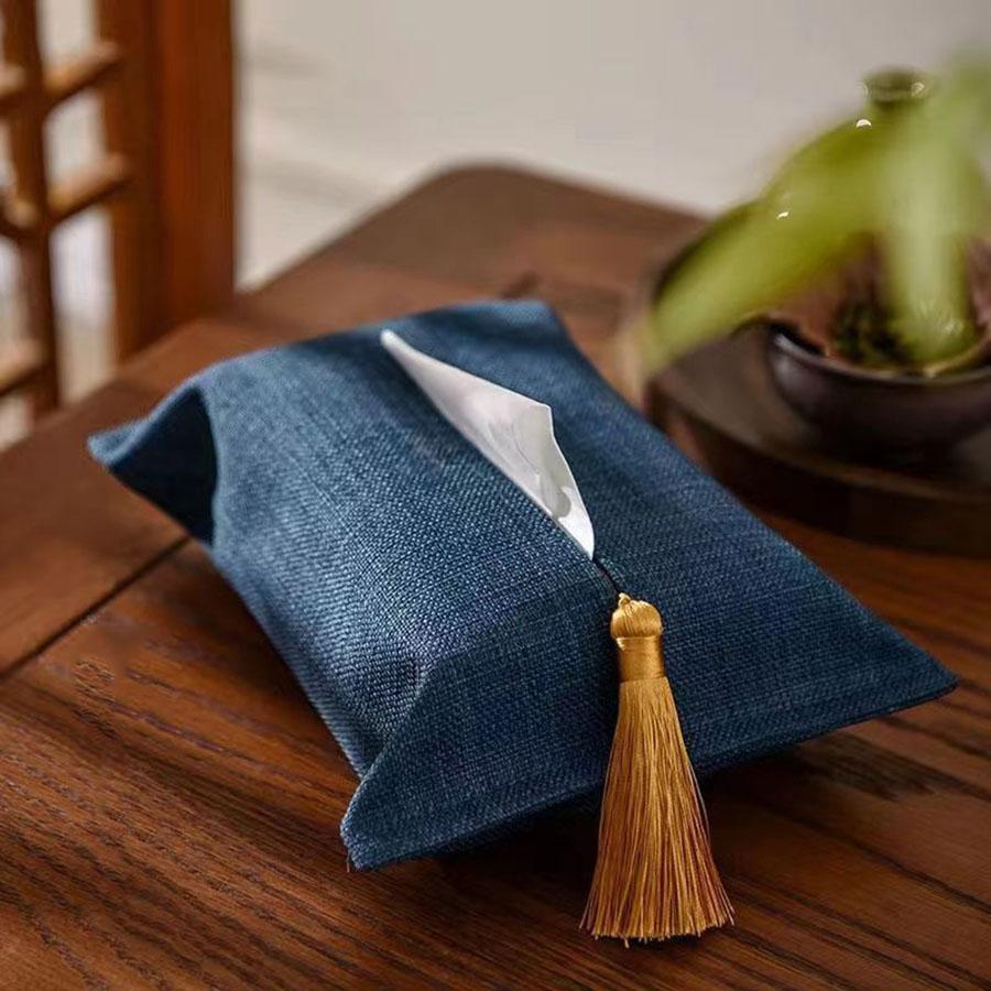 Nordic Style Tissue Box Fabric Bag Cover Portable Pumping Napkin Storage Rectangle Monochromatic Car Office