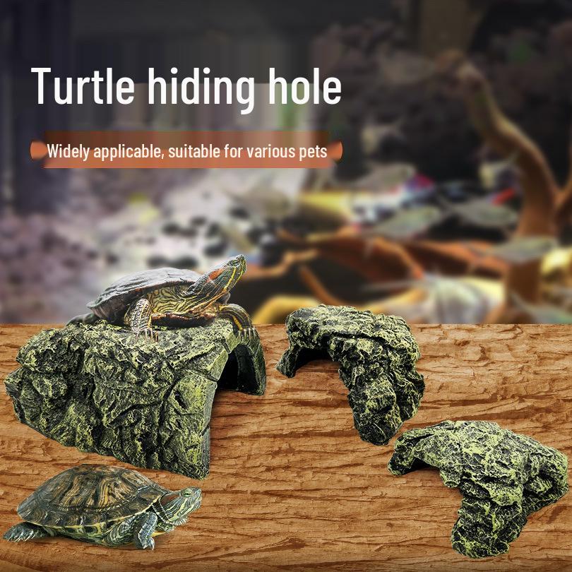 Kleine Sonnen- und Kletterplattform für Schildkröten mit Höhle