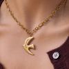 Yori Stainless Steel Hammered Dove and Bird Pendant Necklace 18K PVD Plated Waterproof Jewelry Gift Accessories