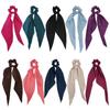 Solid Color Satin Flowing Ribbon Scrunchie & Silky Square Scarf Ponytail Hair Tie