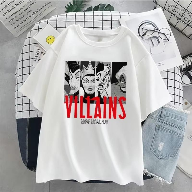 2026 New Villains Bad Girls Have More Fun Printed Fashion Womens Crew Neck Relaxed Plus Size Short Sleeve TShirt S