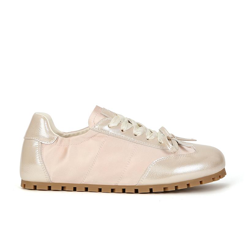 

[Lan Cabinet] Sweetheart Junior Sister s spring new satin bow flat-bottomed sports and leisure shoes women s ballet training shoes 35 розовый