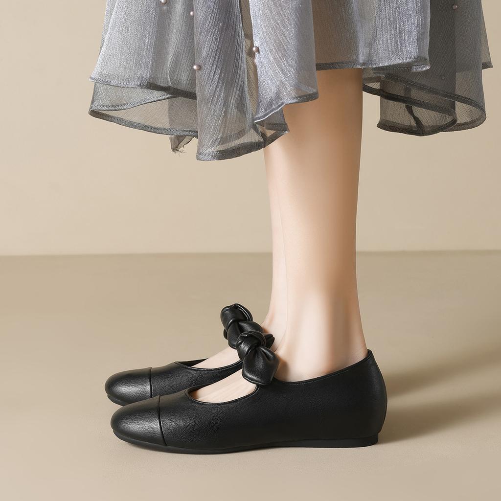 2025 Spring and Autumn New Mary Jane Flat-soled Single Shoes Women's Shallow Mouth Versatile Soft Sole Large Size Women's Shoes 41-43