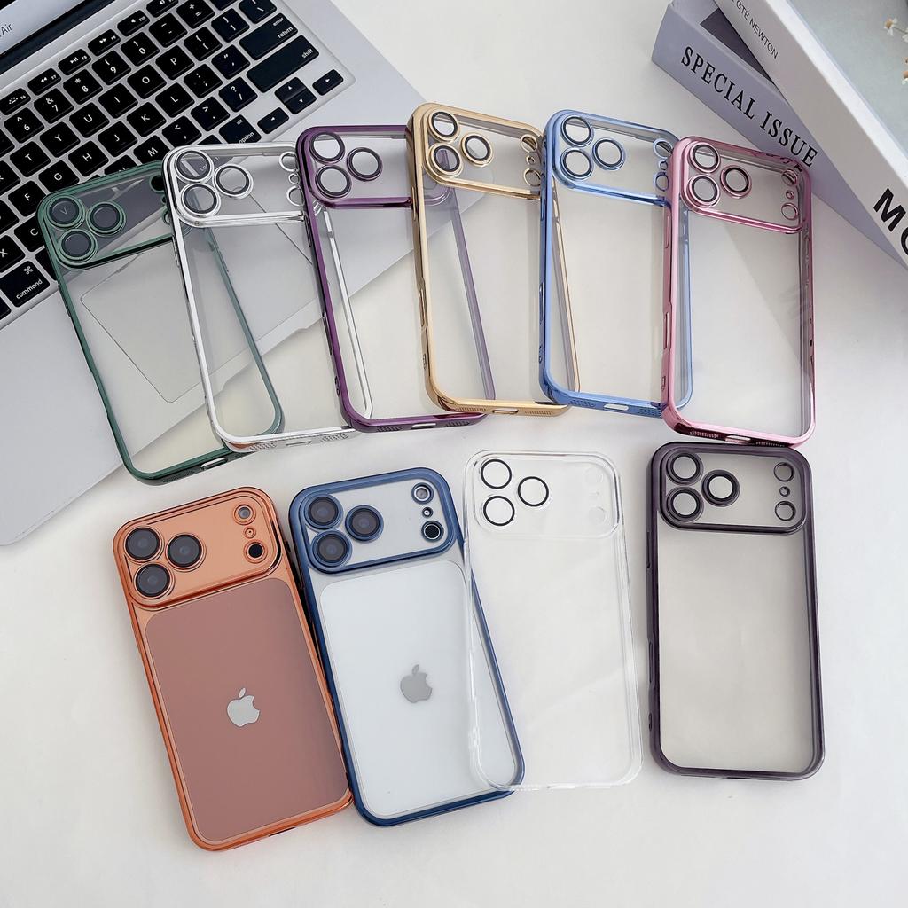 Comes with lens film, suitable for iPhone17ProMax electroplating mobile phone case, Apple 16 transparent tpu soft protective case