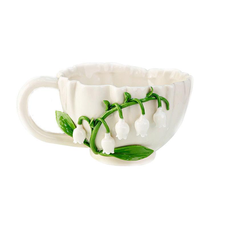 

High Appearance Bell Orchid Ceramic Mug, High-end Restaurant Coffee Mugs, Office Breakfast Milk Cups, Christmas Gift Tea Cup Set 201-300ml