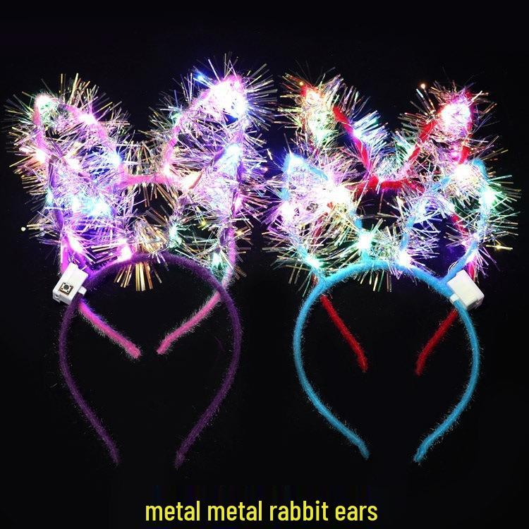 Luminous Rabbit & Cat Ear Headbands with Feather Clips - Perfect for Night Events & Gifts