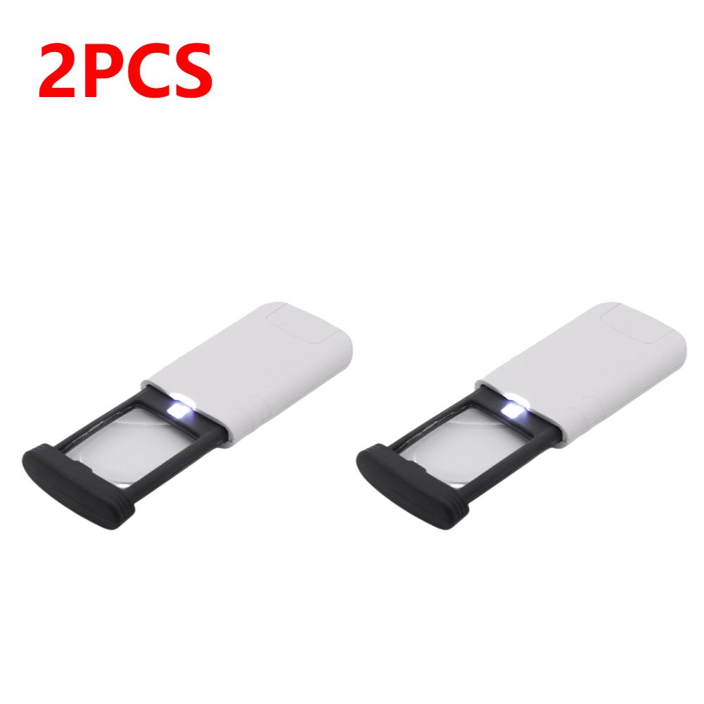Pocket Foldable Magnifier 4X Pull-Out Magnifying Glass Illuminated Magnifiers With LED Light for Reading Jeweler Identification