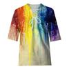 Men's Casual Creative Mid-Sleeve V-Neck Tie Rope Print Fashion Street T-Shirt