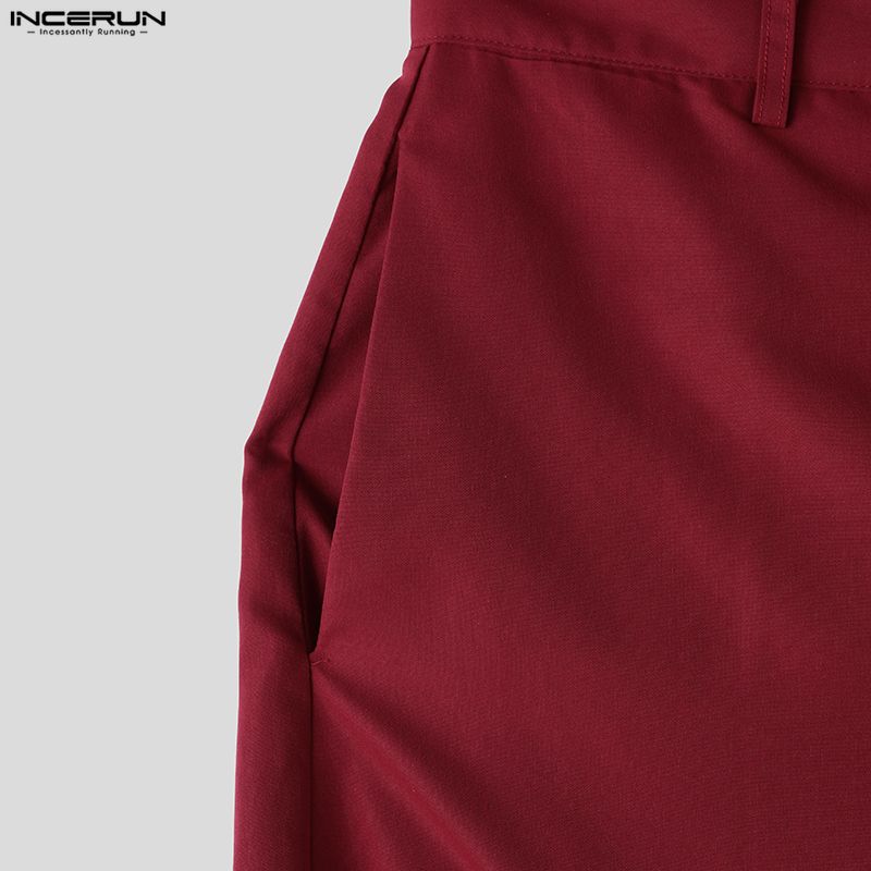 INCERUN Men High Waist Zip-up Side Mesh Patchwork Casual Flare Pants Trousers