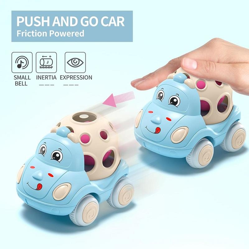 Carro de brinquedo para bebês, chocalho, carrinho de rolamento para crianças de 1 a 3 anos, carro de pressão e movimento, caminhão movido a fricção, chocalhos macios para bebês, presente de aniversário para meninas