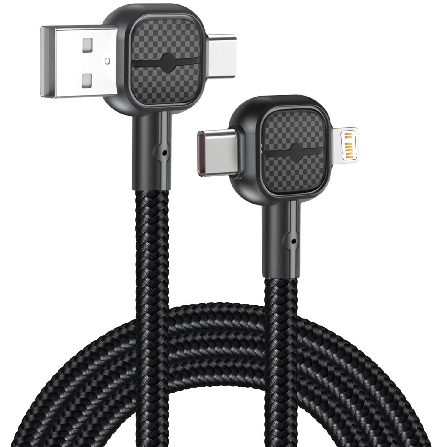 

Multi-Function Dual-Input PD Four-In-One Charging Cable USB/Type-C to L-Type Fast Charging Cable Vehicle-Mounted Cable 1.2m чёрный