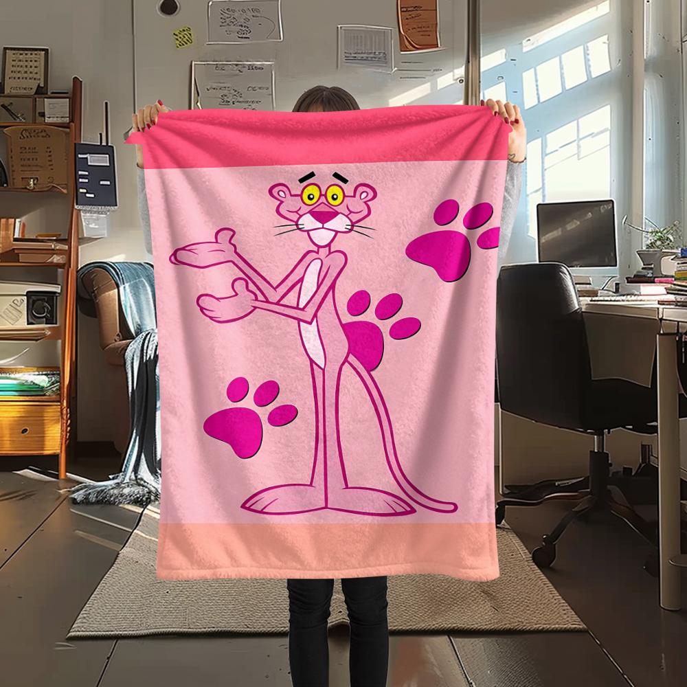 

1Pc Pink Panther Print Flannel Blanket, High quality Comfortable for All Seasons, Home Decor, Warmth and Comfort, Perfect for Christmas Gifts 80cm x 120cm