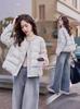 Petite Women's Casual Short Down Jacket - 2025 Autumn/Winter Korean Fashion, Round Neck, White Duck Down.