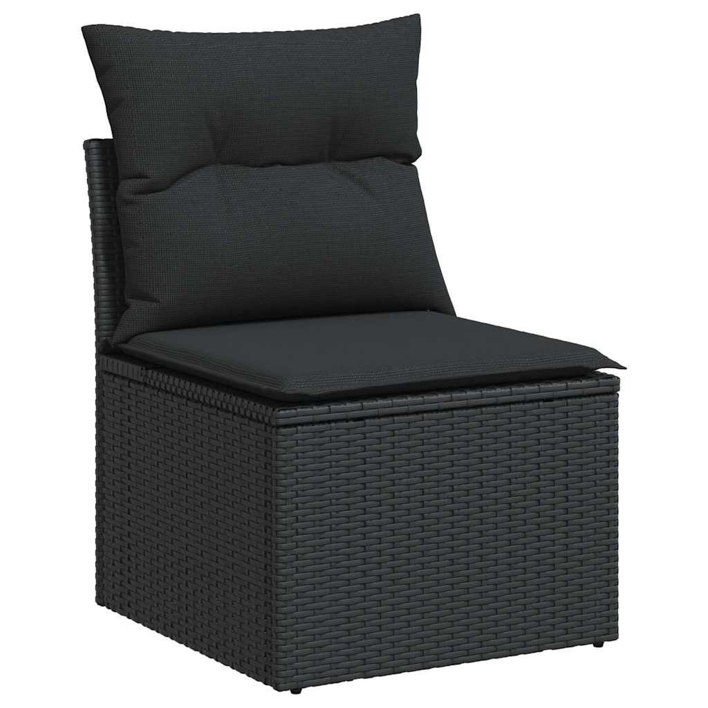 Vidaxl 6-Cz. Garden Furniture Set With Cushions, Black Poly Rattan
