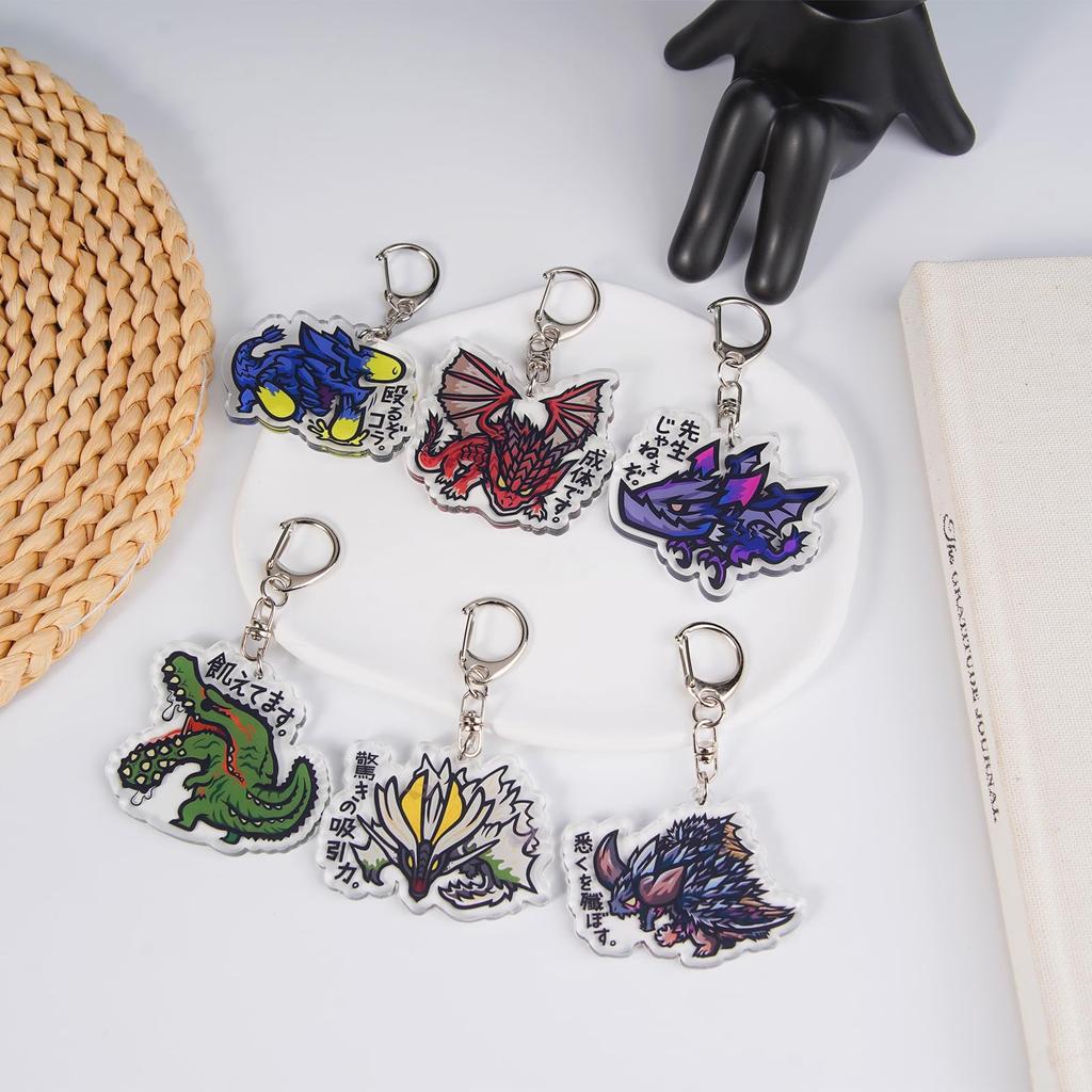 Various Rise Moe Monster Hunter Acrylic Bag Bag Unofficial [Fantasyon] Keychains, 6-pack, Designs, World, Goods, Keychains, Straps, Cute, Portable,