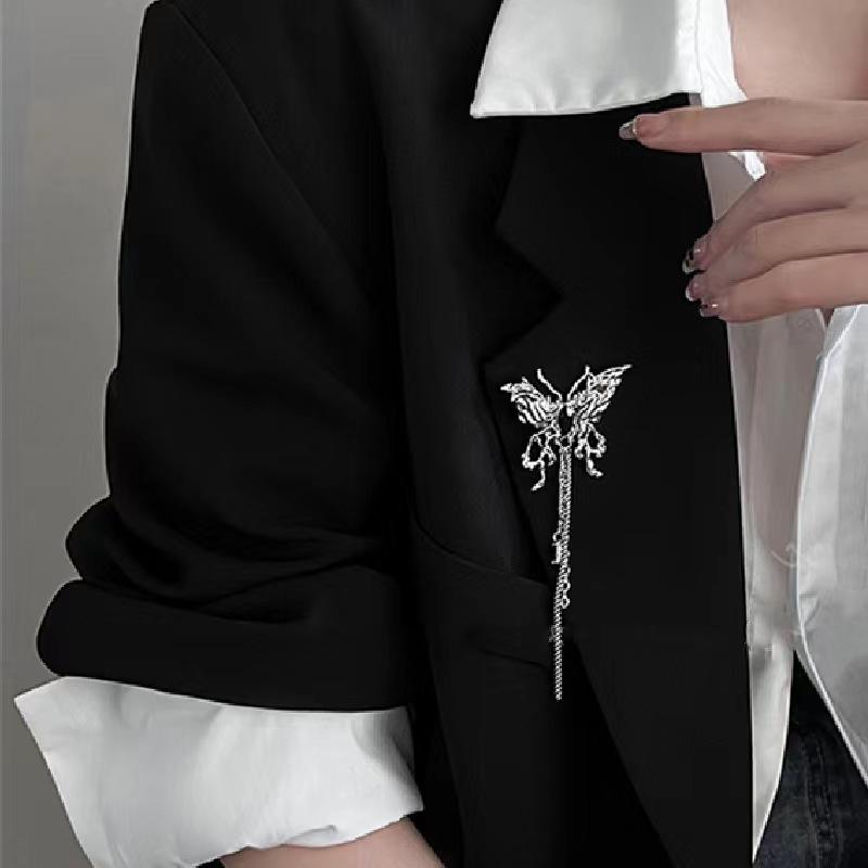 Punk Cool Stars Geometric Metal Brooch Fashion Design Tassel Pin Personality Trend Suit Accessories Jewelry Gift for Women New