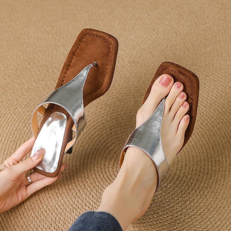 Fashion 2025 New Summer Women Slippers Open Toe Strange Style Heel Women Shoes Flip Flops Sandals Modern Slippers High Heels Sandals
