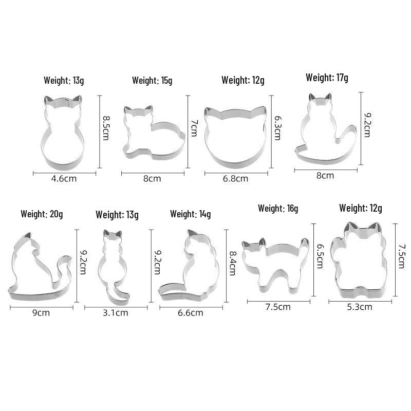 

Набір з 9 штук нержавіючих сталевих формочок для печива у формі мультяшних кошенят для DIY випічки