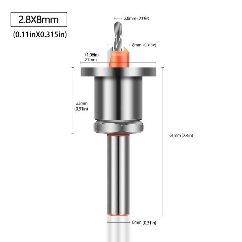 8mm Shank HSS Countersink Woodworking Router Bit Milling Cutter Screw Extractor Remon Demolition