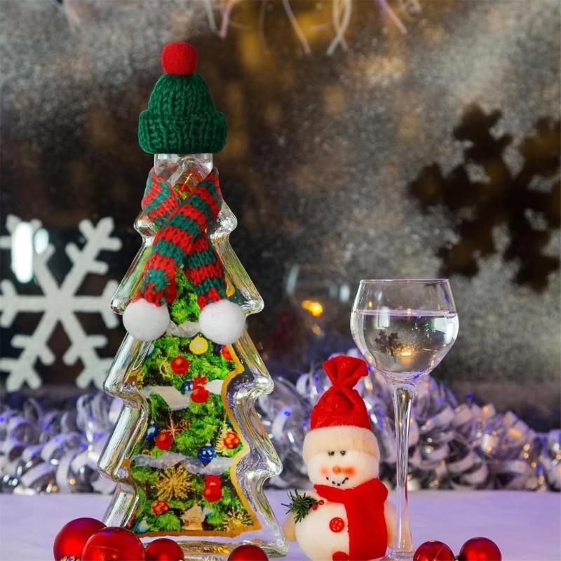 Accesorios de Disfraz Navideño para Botella de Vino de Hilos Hechos a Mano Decoración Festiva Cómoda para Suministros de Fiesta en Casa Oficina