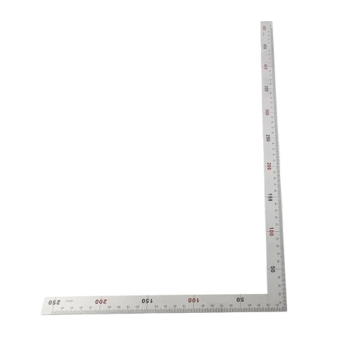 Stainless Steel 500x250mm 90 Degree Right Angle Ruler, Steel Frame Square, Professional Easy-to-Read Measuring Tool, 02 Inch Ruler Angle L Measurement
