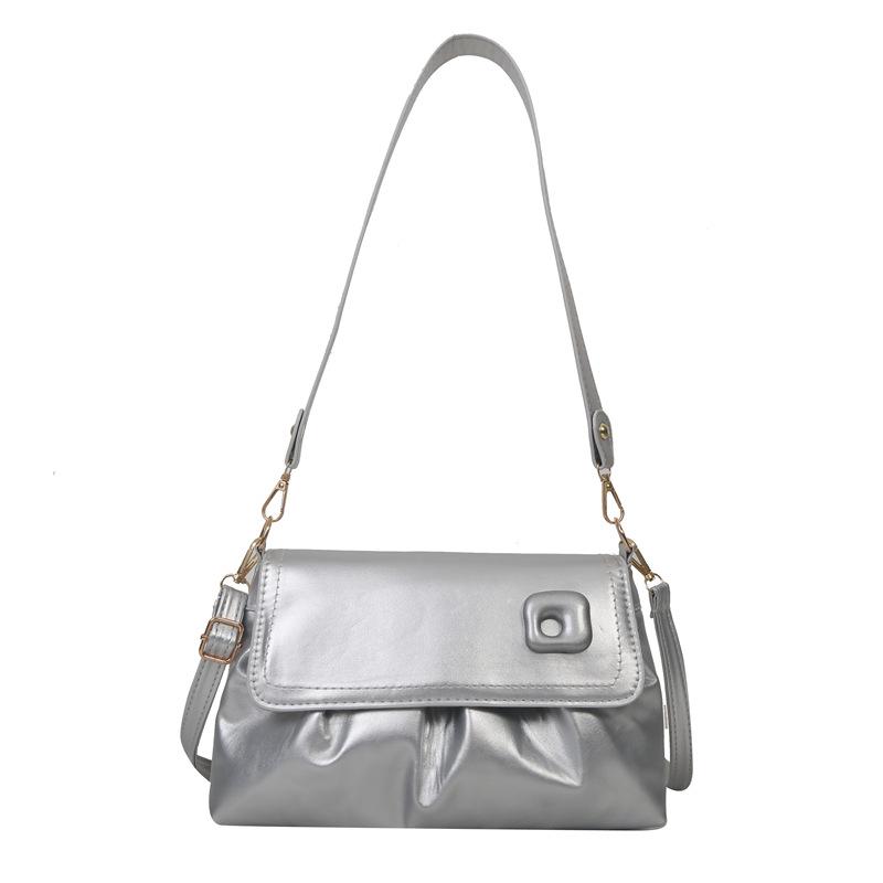 Simple and fashionable women's bag cloud pleated soft leather texture shoulder backpack niche design solid color messenger bag