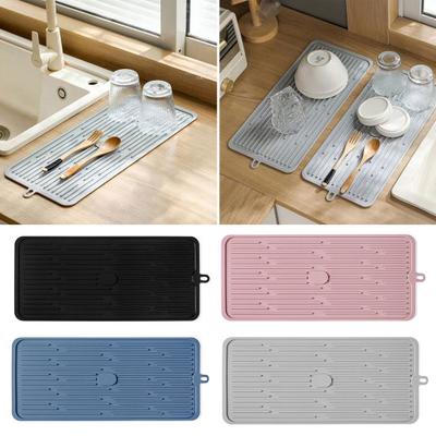 Drain Pad Clean Easy To Hanging Hole Anti-scalding Silicone Tableware Drying Mat Faucet