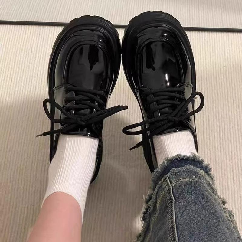 Thick-Soled Versatile Small Leather Shoes Women'S Retro British Style Loafers Japanese Single Shoes Women'S Models