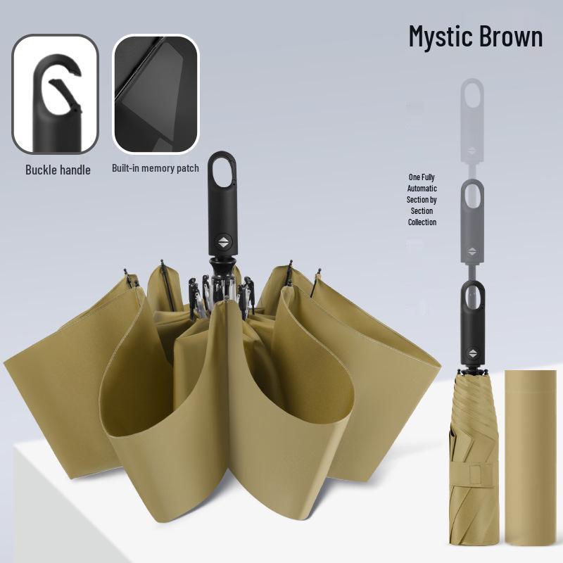 Memory Patch Three-Fold Automatic Umbrella: 8-Bone, Non-Folding, Dual-Use for Sun and Rain.