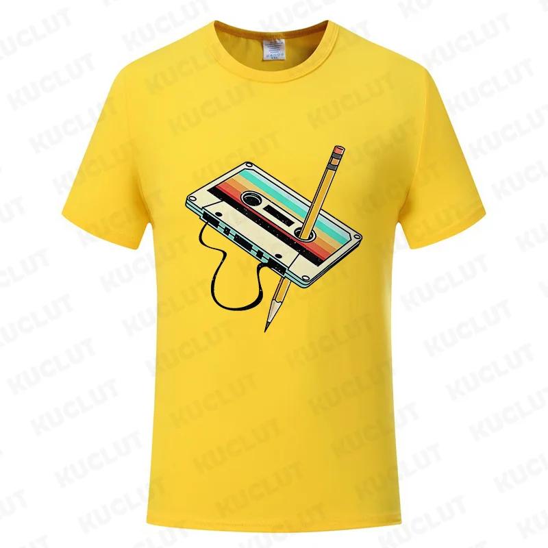 

Кассета 80-х Карандаш 1980-е Ретро Винтаж Ностальгия Музыка Футболка Топы Мужчины Женщины Ретро Футболка Одежда Винтажная Футболка Camisetas 4XL