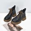 Thick-soled Martin boots women's autumn and winter new retro waterproof platform thick-heeled leather boots top-layer cowhide short boots