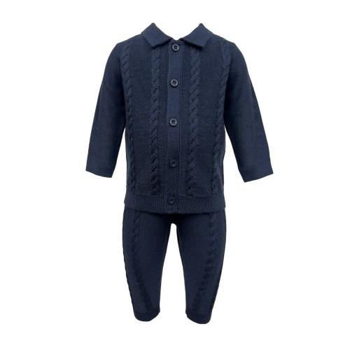 Pretty Green Baby Boys Cable Knit Long Pyjama Set