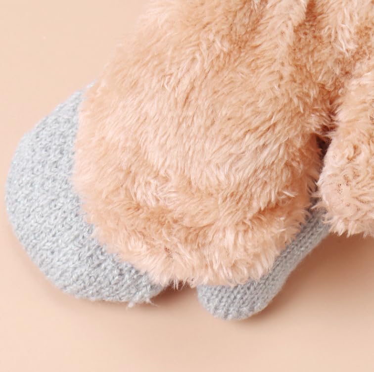 ITODA Baby Knitted Gloves for Girls and Thick and Warm Fluffy and Perfect for Daycare and Outdoor Activities Gloves, Autumn/Winter Kids' Boys,
