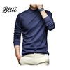 Spring Layering Top Stretchy Long Half-high Collar Neck Protecting Autumn Men Slim Fit Sleeve Fall