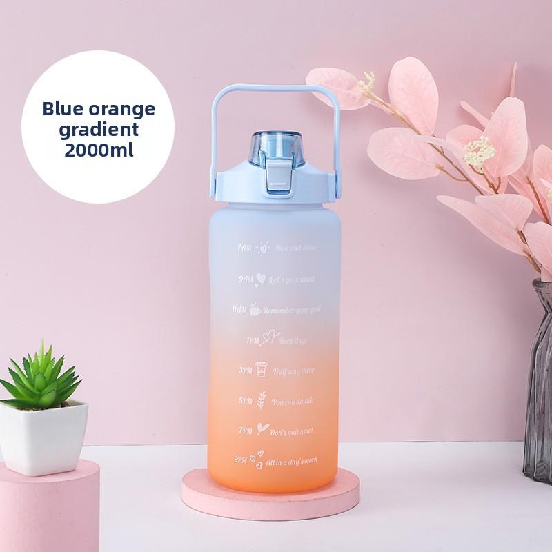 Gradient Color Sports Water Cup, Large-capacity Frosted Space Cup, Portable Outdoor Portable Sports Gradient Water Bottle