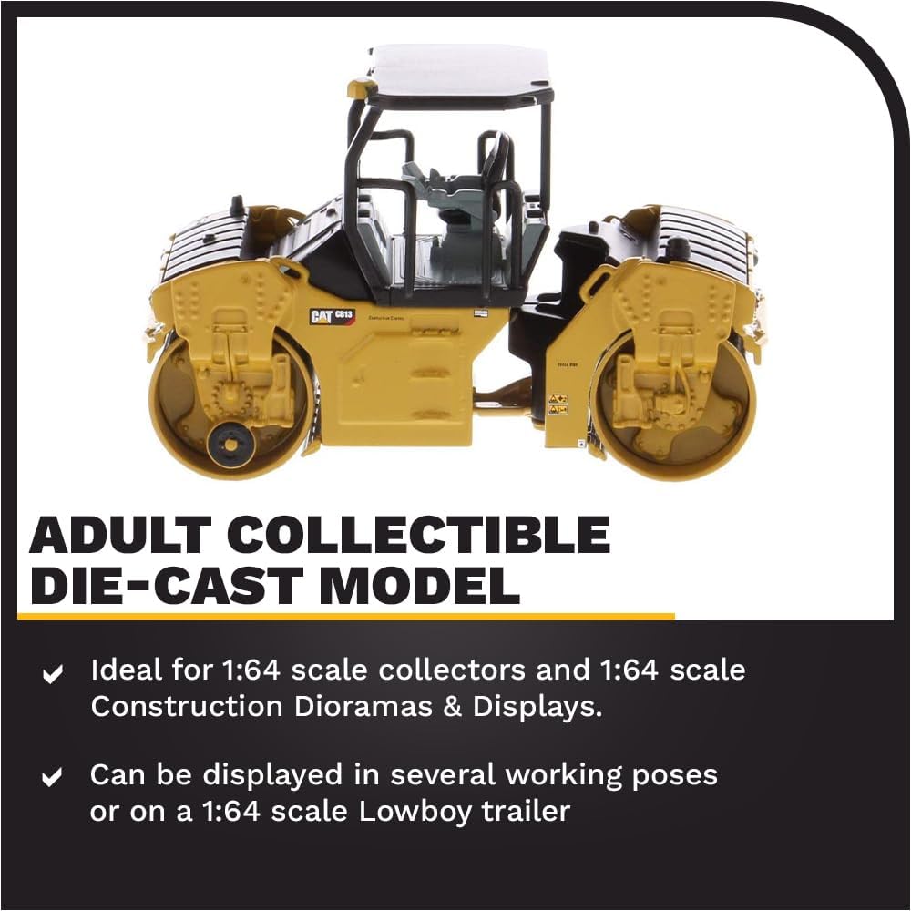 1/64 Diecast Masters Caterpillar CB-13 Roller with ROPS, Play & Collect Series Cat Trucks & Construction Equipment
